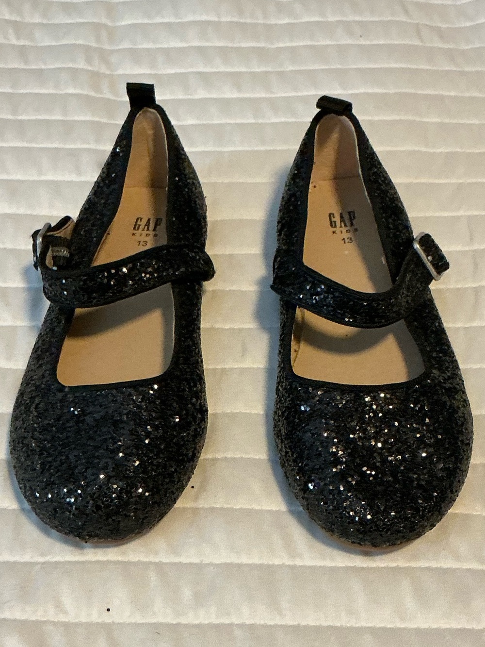 GAP Girls Black Glitter Mary Jane Dress Shoes